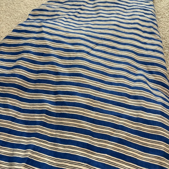 Veronica Beard Teagan Stripe Ruched Midi Dress Womens 2 Blue Linen Blend Chic - Picture 9 of 9